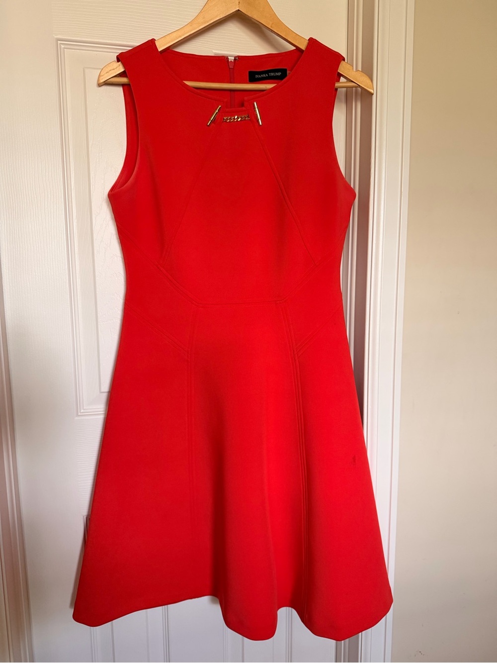 Ivanka Trump Vibrant Red Sleeveless Fit-and-Flare Dress
